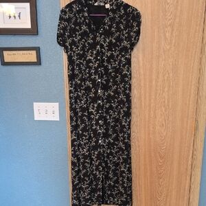 J. Jill Black and Cream Floral Maxi Dress